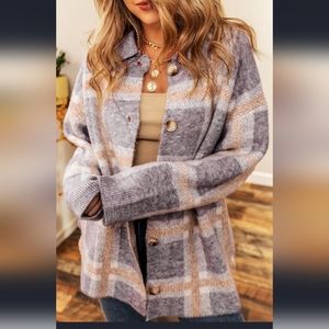 COPY - Fuzzy Collared Button Up Cardigan